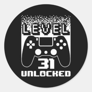 31st Birthday For Men Level 31 Unlocked Gamer 31 Y Classic Round Sticker