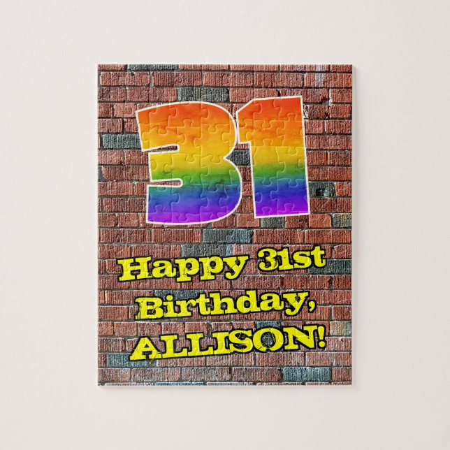 31st Birthday: Fun Graffiti-Inspired Rainbow 31 Jigsaw Puzzle (Vertical)