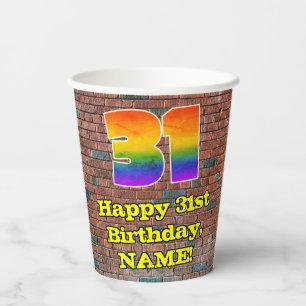 31st Birthday: Fun Graffiti-Inspired Rainbow 31 Paper Cups