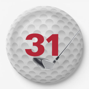 31st Birthday Golf Ball Design  Paper Plate