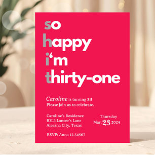 31st Birthday Invitation for Her Thirty One Bday