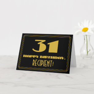 31st Birthday: Name + Art Deco Inspired Look "31" Card