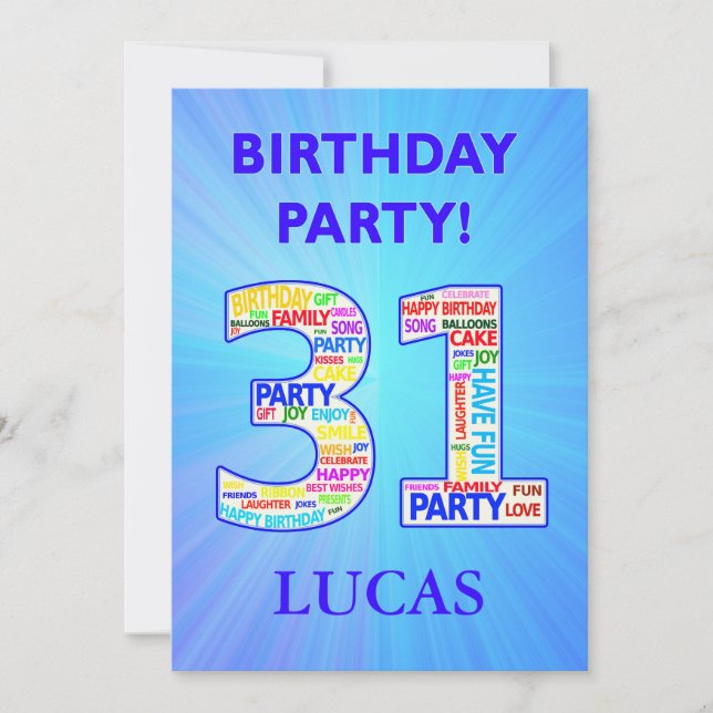 31st Birthday Party Invitation Add a Name (Front)