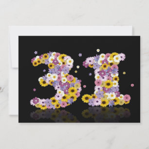 31st Birthday party, with flowered letters Invitation