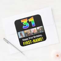 31st Birthday: Rainbow “31”; Custom Photos & Name