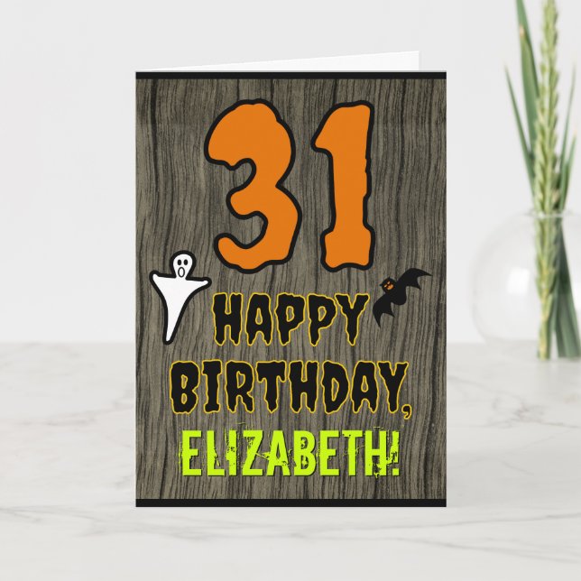 31st Birthday: Spooky Halloween Theme, Custom Name Card (Front)