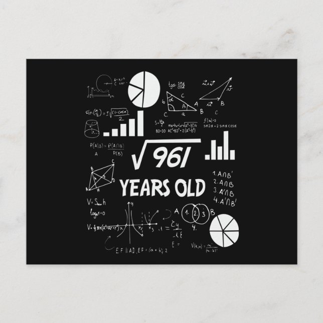 31st Birthday Square Root Math 31 Years Old Bday Postcard (Front)