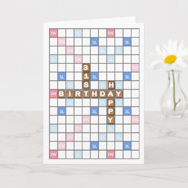 31st Birthday, Word Game Board Card (Small Plant)