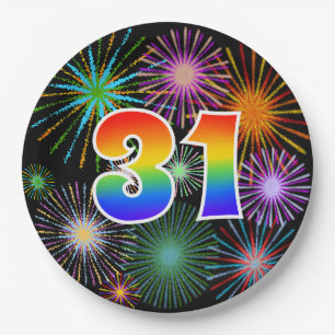 31st Event - Fun, Colorful, Bold, Rainbow 31 Paper Plate