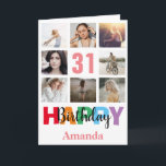 31st Happy Birthday Photo Collage Modern Pink Card<br><div class="desc">31st Happy Birthday Photo Collage Modern Pink Card with personalised name. For further customisation,  please click the "Customise it" button and use our design tool to modify this template.</div>