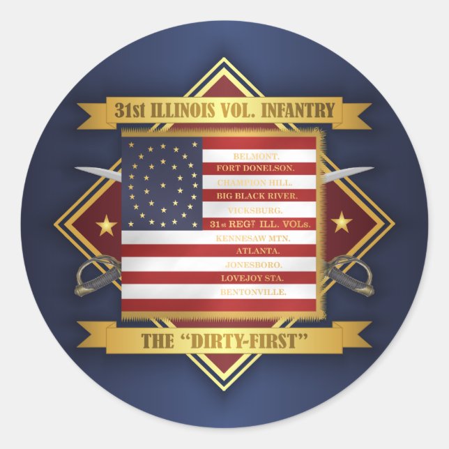 31st Illinois Volunteer Infantry Classic Round Sticker (Front)