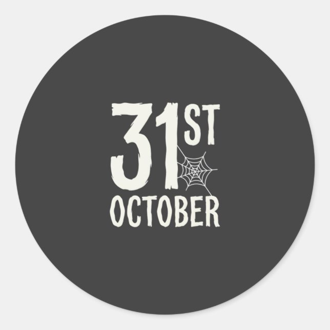 31st October Halloween Spider Web Design Classic Round Sticker (Front)