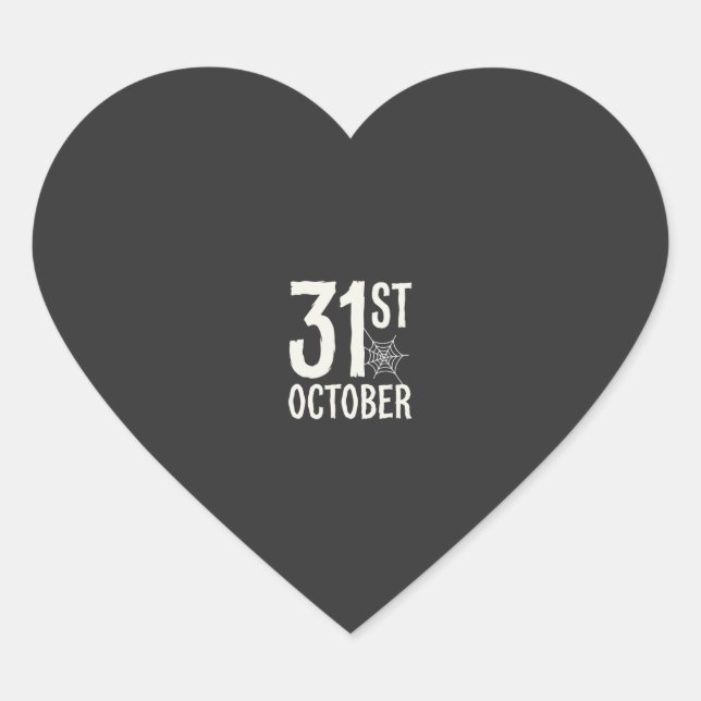 31st October Halloween Spider Web Design Heart Sticker (Front)