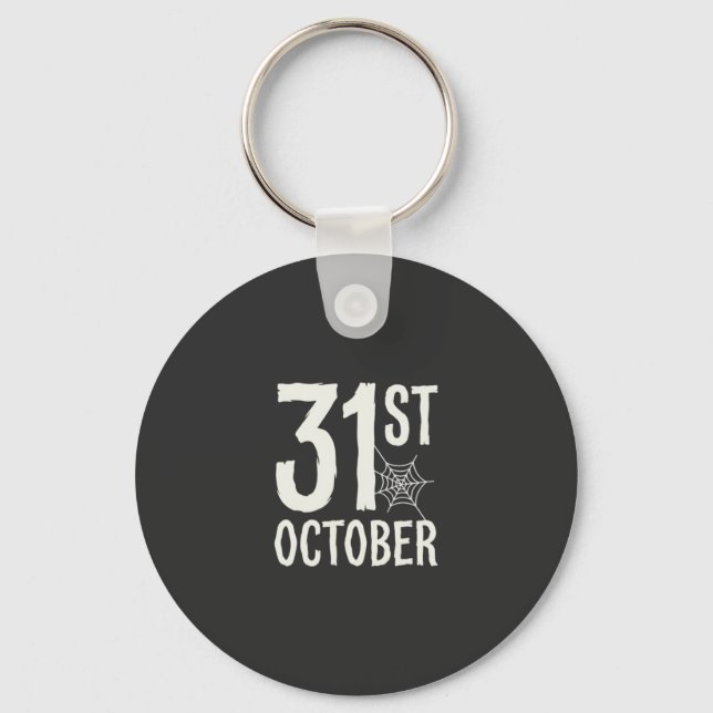 31st October Halloween Spider Web Design Key Ring (Front)