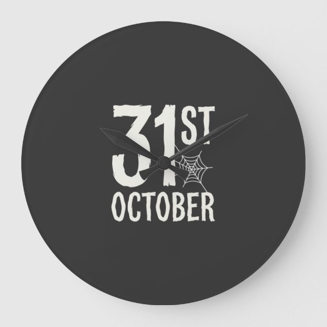 31st October Halloween Spider Web Design Large Clock (Front)