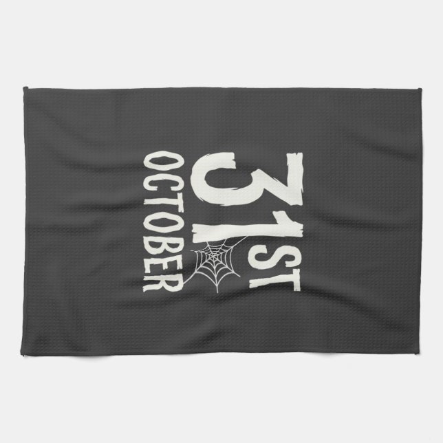 31st October Halloween Spider Web Design Tea Towel (Horizontal)
