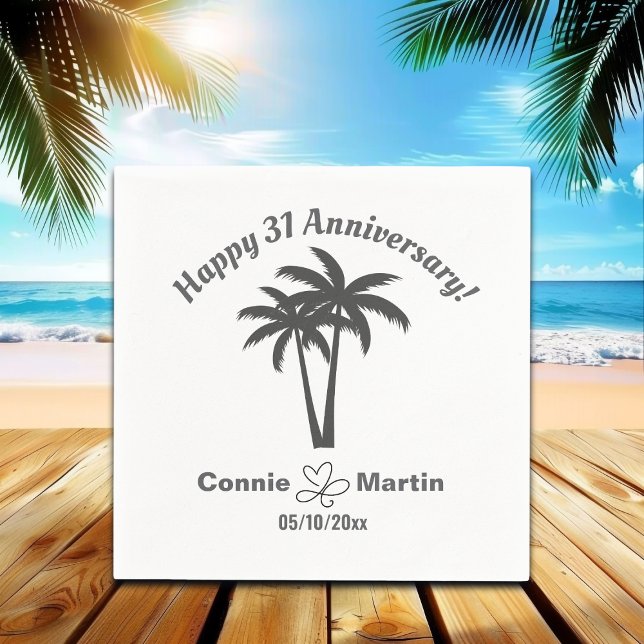 31st Wedding Anniversary Palm Trees Napkin (Creator Uploaded)