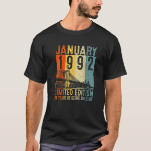 31th Birthday Vintage January 1992 31 Year Old Men T-Shirt