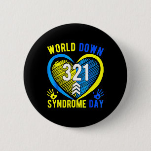 321 World Down Syndrome Day Awareness Blue Yellow 6 Cm Round Badge