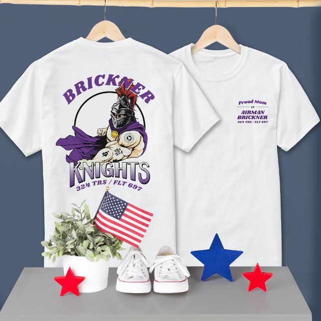 324 Knights Air Force BMT Graduation LIGHT Colour T-Shirt (Custom 324 TRS Knights Mascot US Air Force Basic Training Graduation tees in white, proud mom & dad)