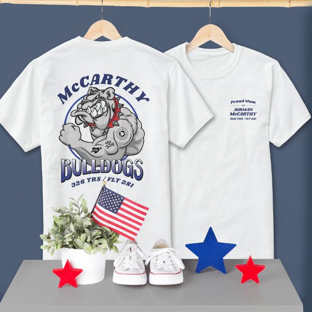 326 Bulldogs Air Force BMT Graduation LIGHT Colour T-Shirt (Custom 326 TRS Bulldogs Mascot US Air Force Basic Training Graduation tees in white, proud mom & dad)