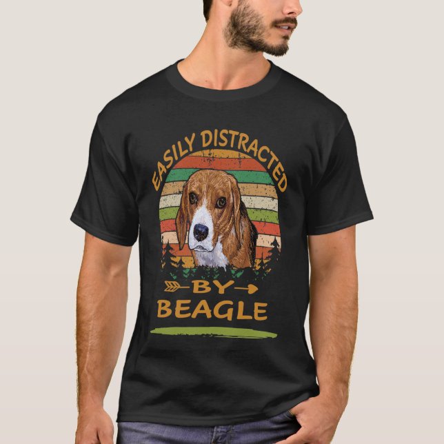 328 Easily Distracted By Beagle T-Shirt (Front)