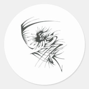 32 Black White Abstract Tribal Tattoo Art Classic Round Sticker