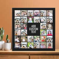 32 Photo Collage Modern Square Black - White Text