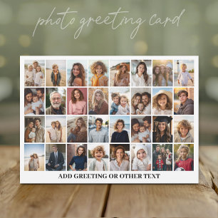 32 Photo Collage - Modern White with Text Holiday Card