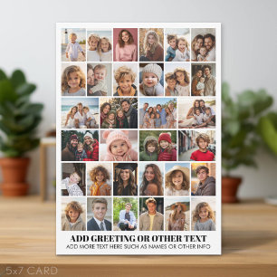 32 Photo Collage - Modern White with Text Holiday Card