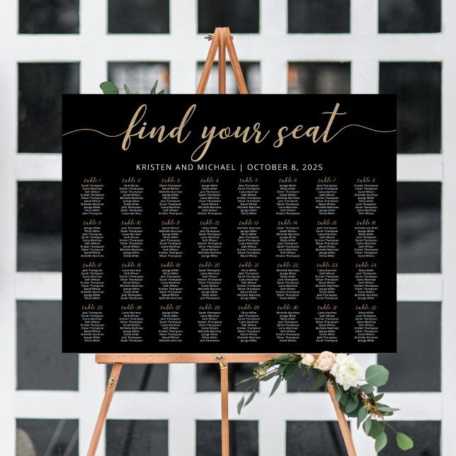 32 Tables Find Your Seat Black Seating Chart Plan (Creator Uploaded)