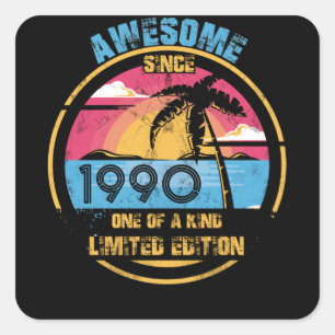 32 Year Old Awesome Since 1990 32nd Birthday Square Sticker