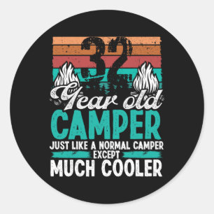 32 Year Old Camper Scouting Vintage Camping 32 Bir Classic Round Sticker