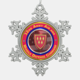 32nd Army Air and Missile Defense Command Snowflake Pewter Christmas Ornament