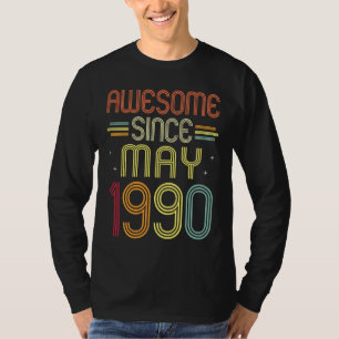 32nd Birthday Awesome Since May 1990 32 Years Old T-Shirt