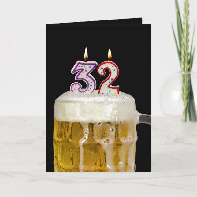 32nd Birthday Beer on black Card (Front)