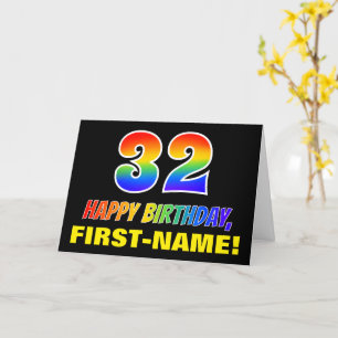 32nd Birthday: Bold, Fun, Simple, Rainbow 32 Card