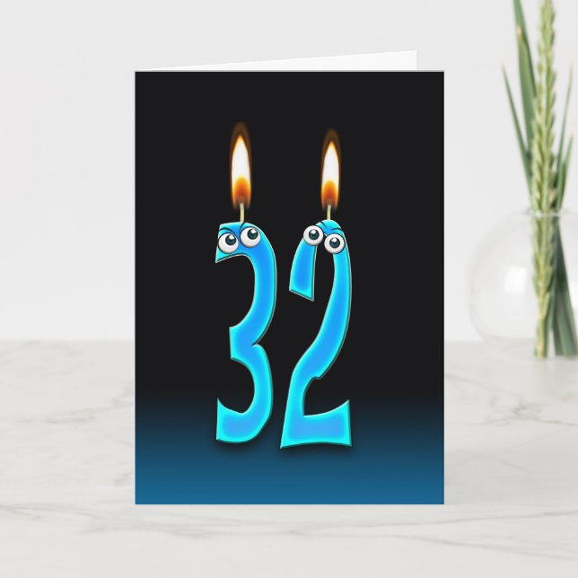 32nd Birthday Candles Card (Front)