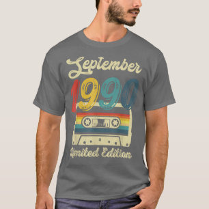 32nd Birthday Gifts Retro September 1990 Cassette  T-Shirt