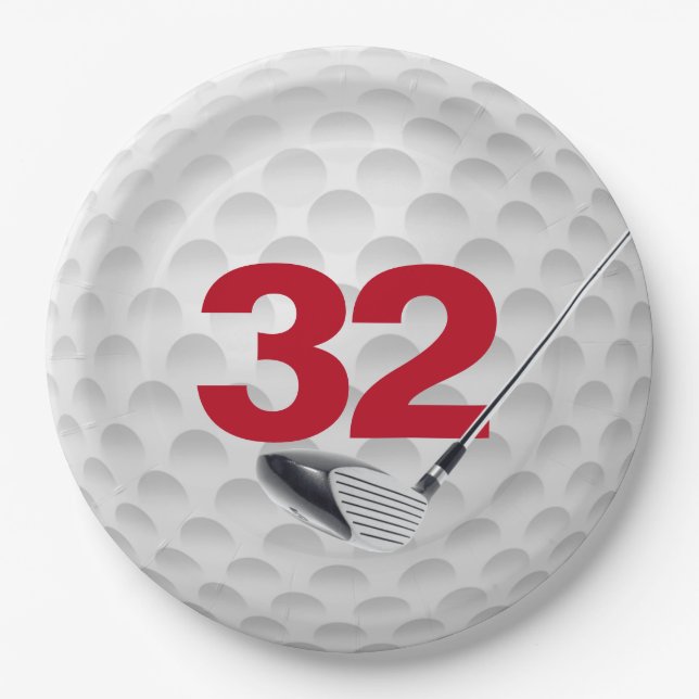 32nd Birthday Golf Ball Design  Paper Plate (Front)