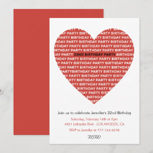 32nd birthday invitation Girl xoxo sweetheart