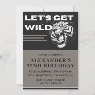 32nd birthday invitations Men Party Let's Get Wild
