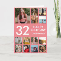 32nd Birthday Photo Collage 13 Photos Pink & White