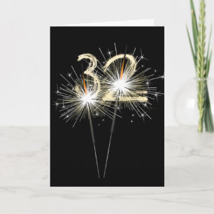 32nd Birthday Sparklers on Black Card
