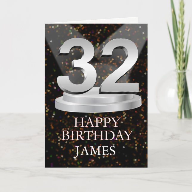32nd Birthday Spotlights Add A Name Card (Front)