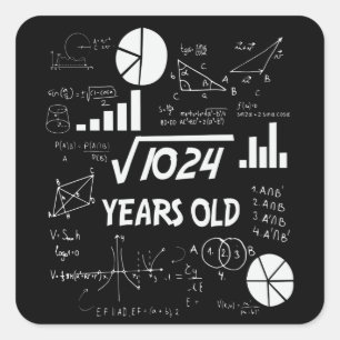 32nd Birthday Square Root Math 32 Years Old Bday Sticker