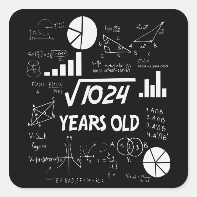 32nd Birthday Square Root Math 32 Years Old Bday Sticker (Front)