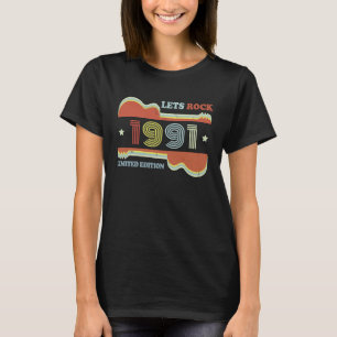 32nd Birthday Vintage Guitar  Retro Lets Rock 1991 T-Shirt