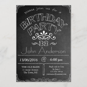 32nd Chalkboard Birthday Celebration Invitation