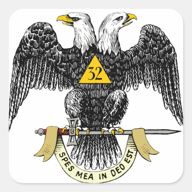 32nd Degree Scottish Rite Black Eagle Square Sticker (Front)